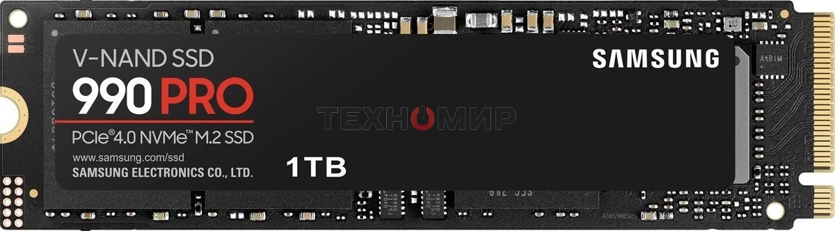 Накопитель SSD Samsung 990 Pro MZ-V9P1T0B/AM 1ТБ, M.2 2280, PCIe 4.0 x4, NVMe, M.2