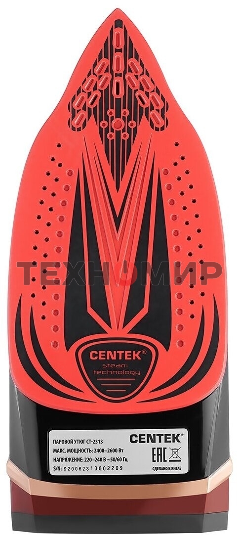 Утюг Centek CT-2313 красный, 2400 Вт, 50 г/мин, 185 г/мин, 350 мл