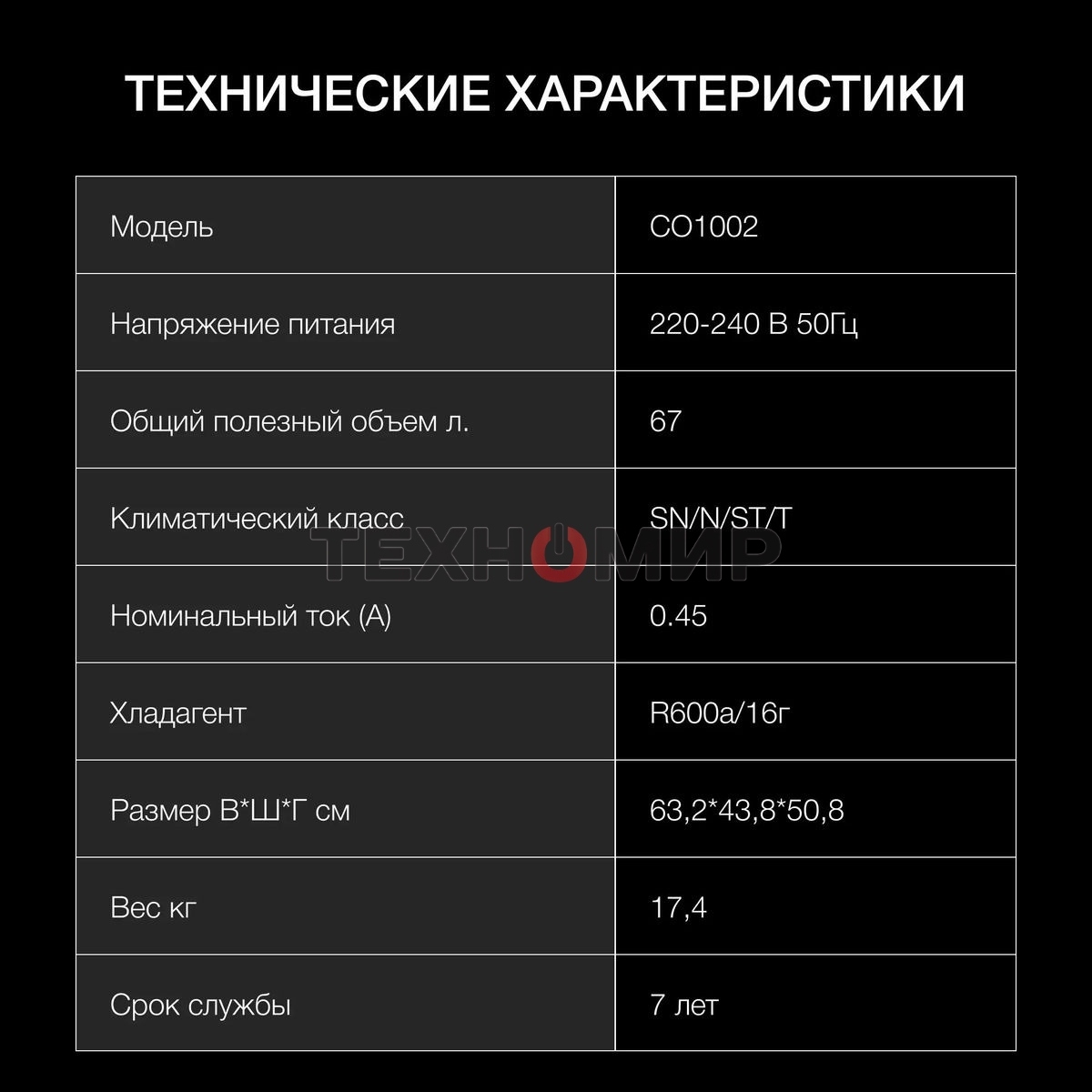 Холодильник Hyundai CO1002 белый однокамерный 65л, ручная разморозка