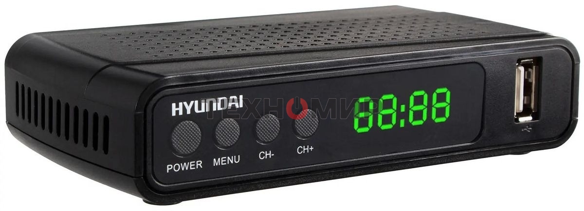 Приставка для цифрового ТВ Hyundai H-DVB520 черный, DVB-T2, DVB-T, DVB-C, HDMI, USB 2.0 х2