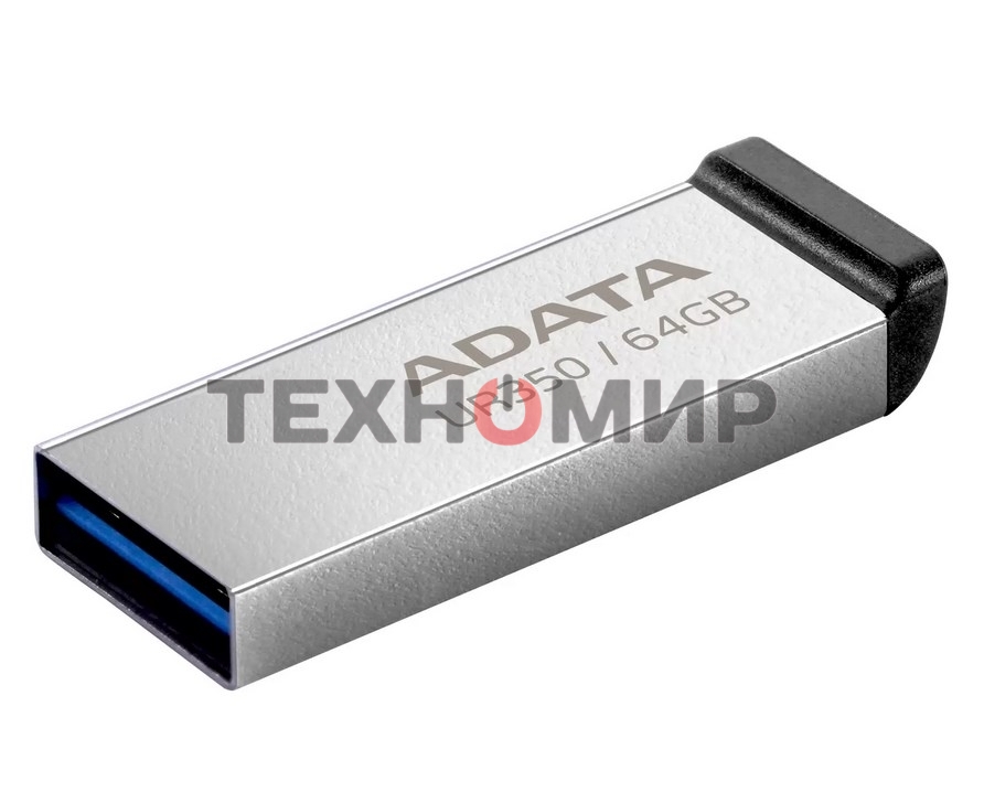 Флешка USB ADATA UR350 (UR350-64G-RSR/BK), 64Gb, USB 3.2, R/W 100/15, серебристый/черный