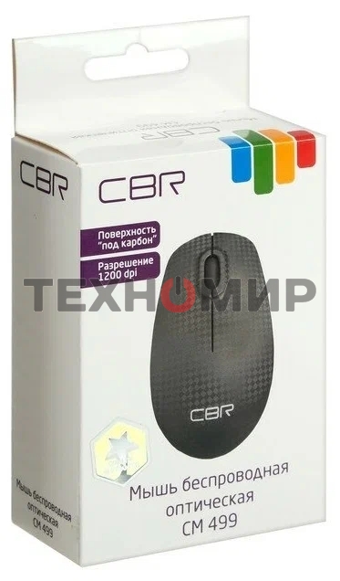 Мышь беспроводная CBR CM 499 Carbon черный, 1200 dpi, радиоканал, USB, кнопки - 3