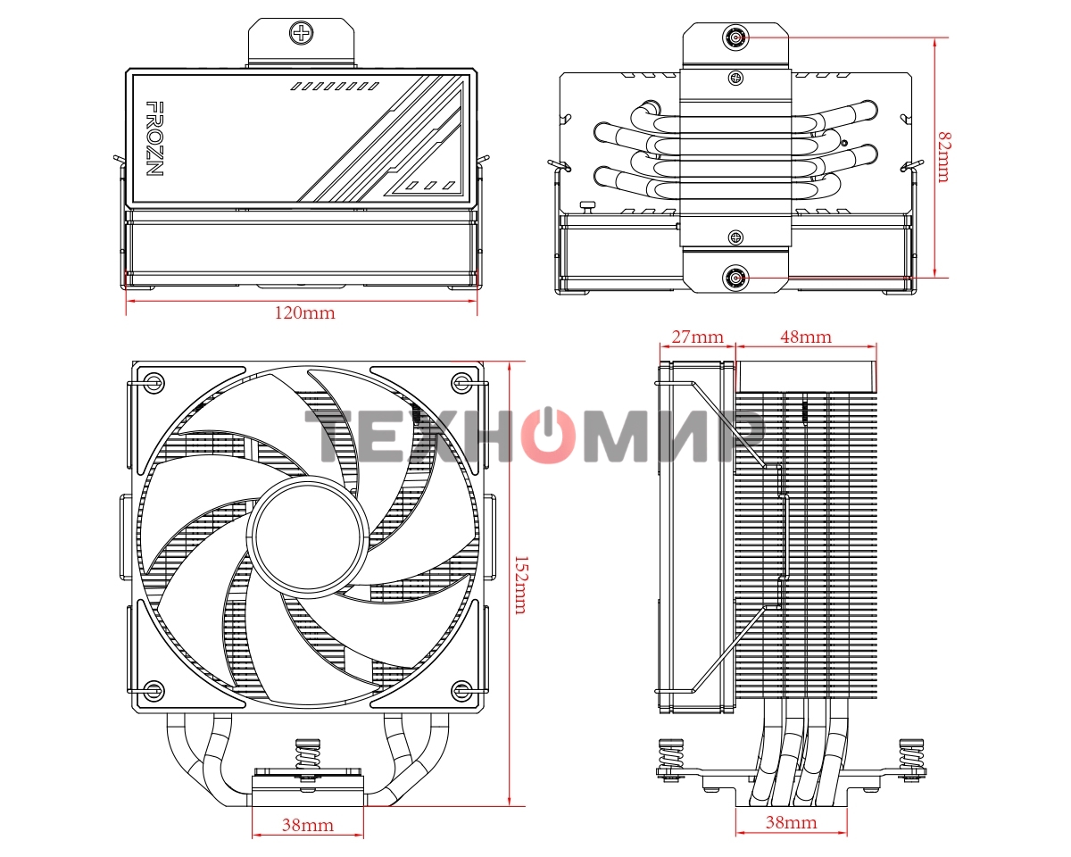 Кулер ID-Cooling FROZN A410 ARGb черный 120мм алюминий/медь 2000rpm 30db 4-pin 220W 152мм