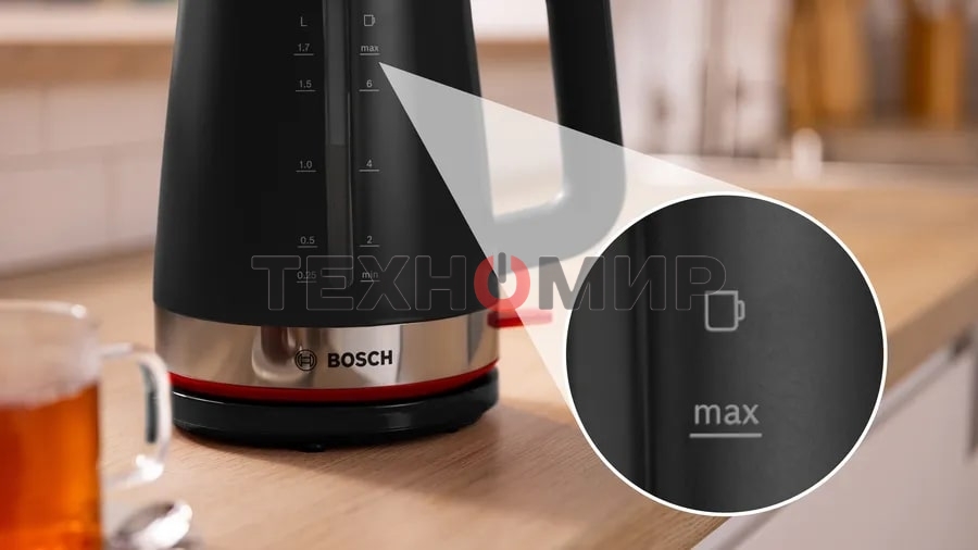 Чайник электрический Bosch TWK4M223 1.7 л, черный корпус: пластик