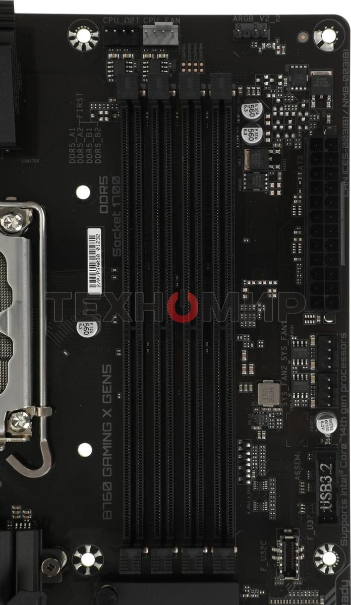 Материнская плата Gigabyte B760 GAMING X GEN5, LGA1700, Intel B760, 4xDDR5, 4xSATA, 3xM.2, 1xPCIe 5.0 x16, 2xPCIe 3.0 x1, 1xHDMI, 1xDP, 1x2.5Gb LAN, 1xUSB-C 5Gbps, 1xUSB-A 10Gbps, 1xUSB-A 5Gbps, 5xUSB-A 2.0, 6x3.5 мм, 7.1, ATX