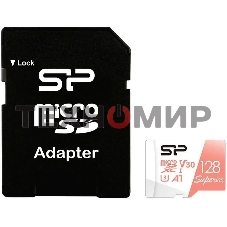 Флеш карта microSD 128Gb Silicon Power Superior A1 microSDXC Class 10 UHS-I U3 100/80 Mb/s (SD адаптер)