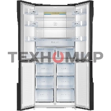 Холодильник Maunfeld MFF181NFSB черная сталь трехкамерный 320/154л морозилка снизу, Total No Frost, Side by Side