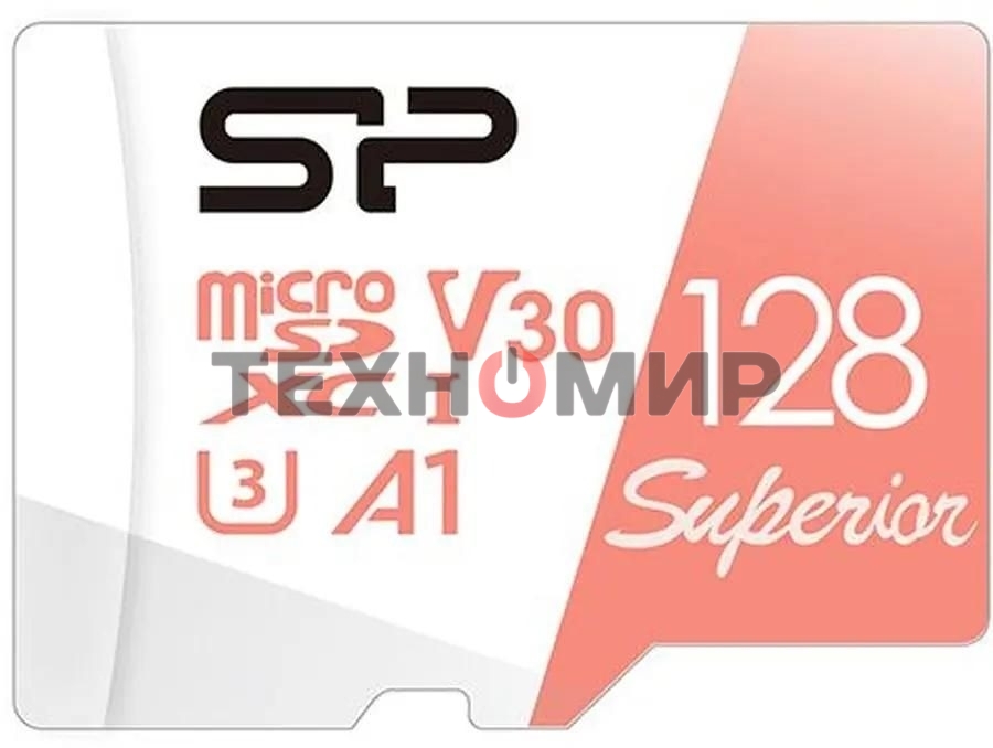 Флеш карта microSD 128Gb Silicon Power Superior A1 microSDXC Class 10 UHS-I U3 100/80 Mb/s (SD адаптер)