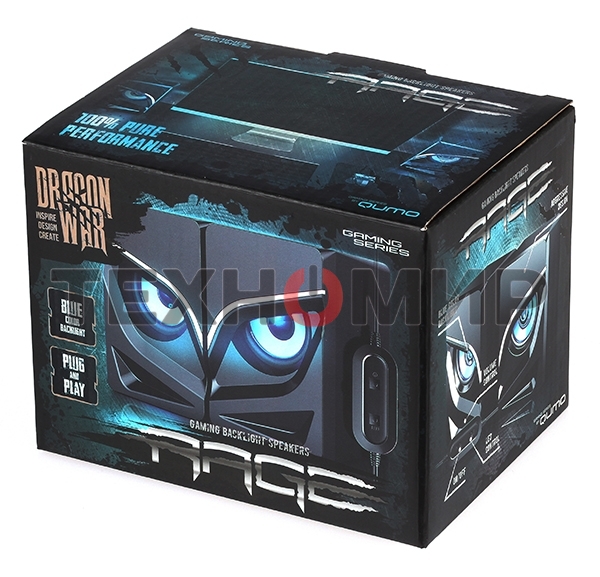 Акустическая система 2.0 Qumo Rage AS005, 10 ВТ, объемное звучание, синяя подсветка (отключаемая), USB/Jack 3,5мм