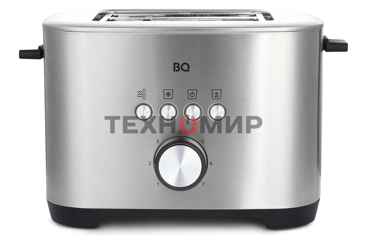 Тостер BQ T1010 Steel-Black, Мощность 800 Вт, 7 степеней поджаривания