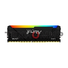 Оперативная память Kingston Fury Beast, DDR4, 8GB (1x8GB), 3600MHz, CL17, DIMM, с радиатором, RGB, черный