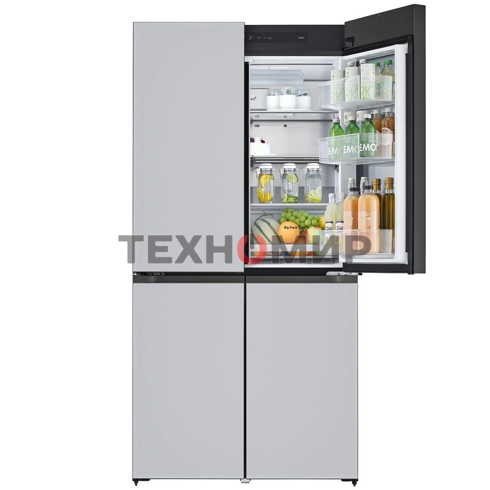 Холодильник LG GR-A24FQAKM серый трехкамерный 382/145л морозилка снизу, No Frost, Side by Side