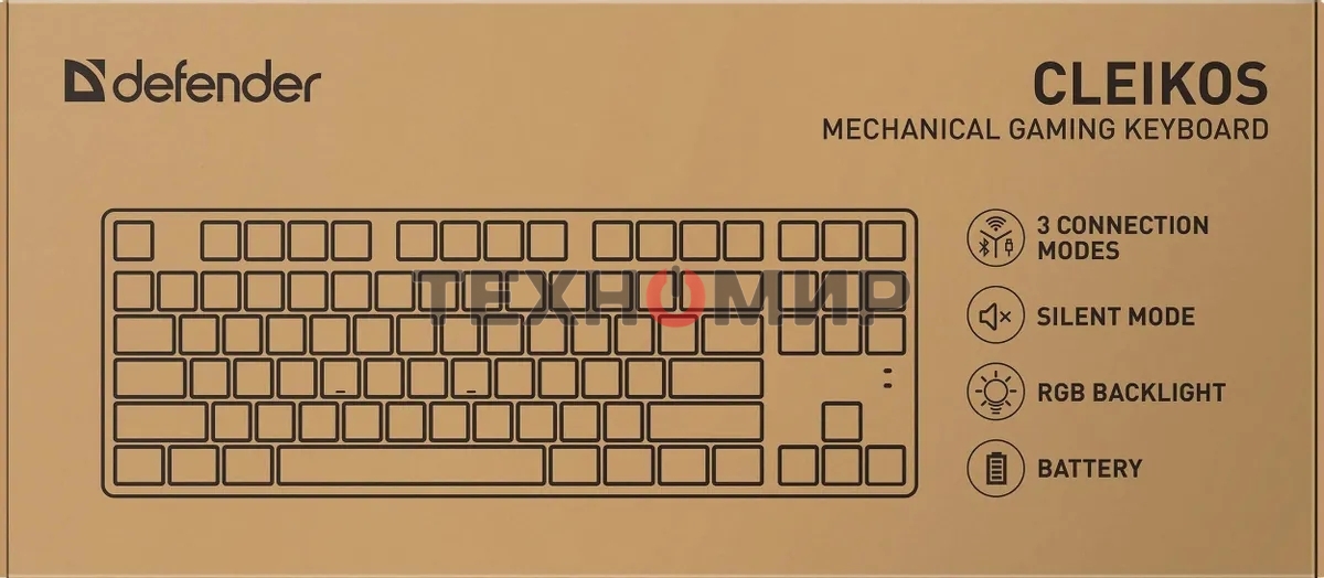 Клавиатура Defender Cleikos GK-135 гибридная, USB Type-C, Bluetooth, радиоканал, чёрный