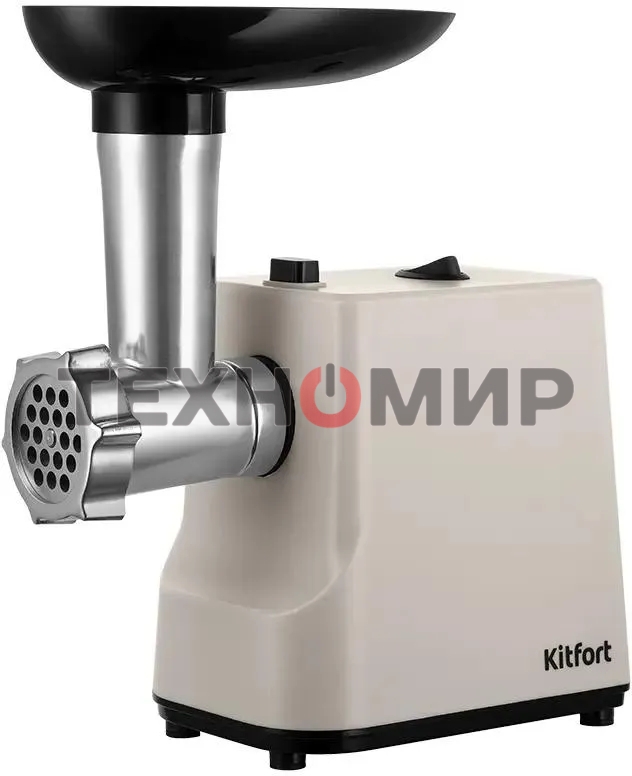Мясорубка электрическая Kitfort КТ-2126 серый, 800 Вт, 1.2 кг/мин, реверс, защита от перегрузки, насадки - 4