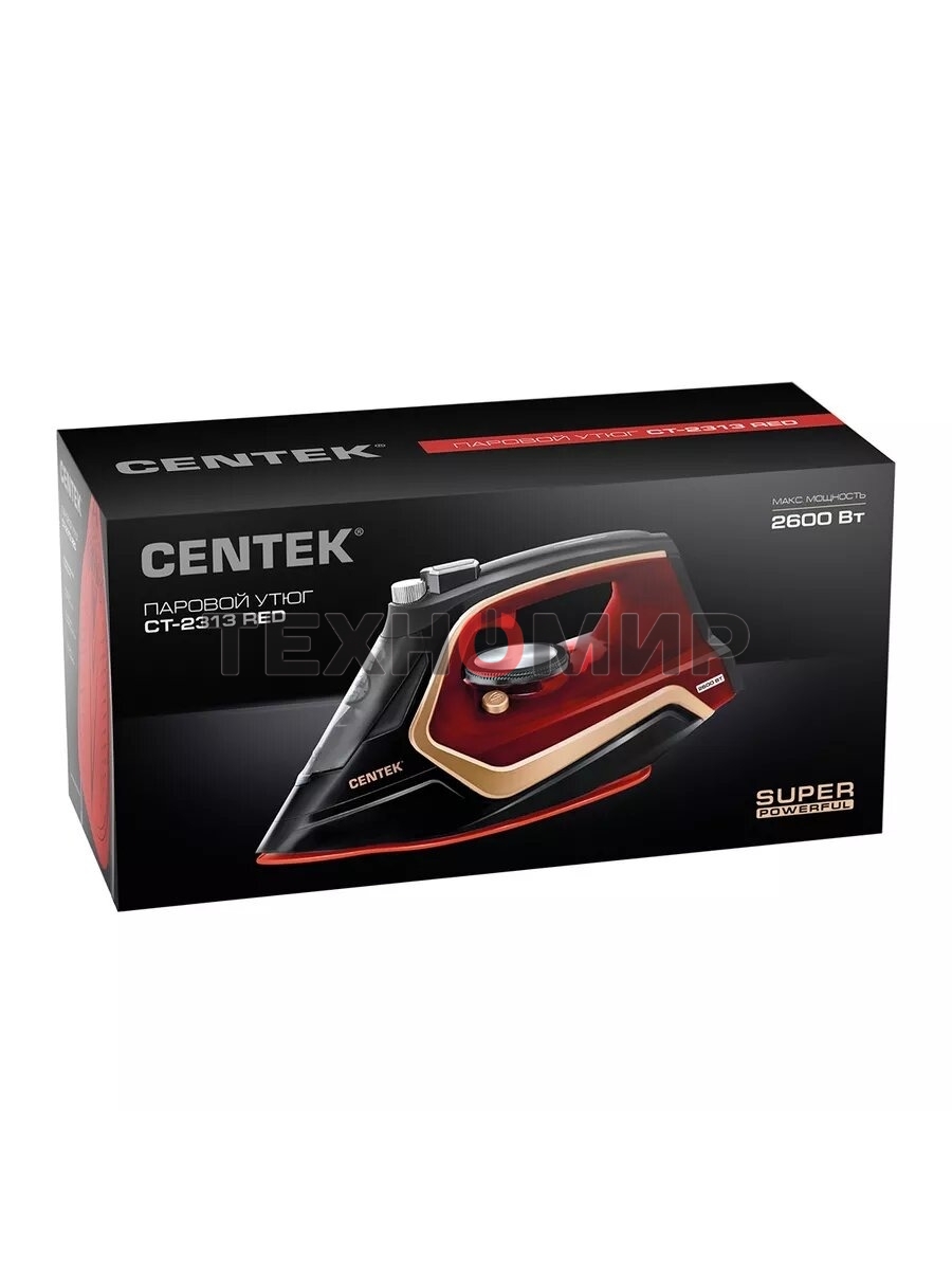 Утюг Centek CT-2313 красный, 2400 Вт, 50 г/мин, 185 г/мин, 350 мл