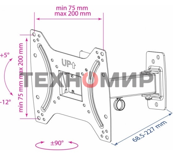 Кронштейн Kromax OPTIMA-203 черный, 15