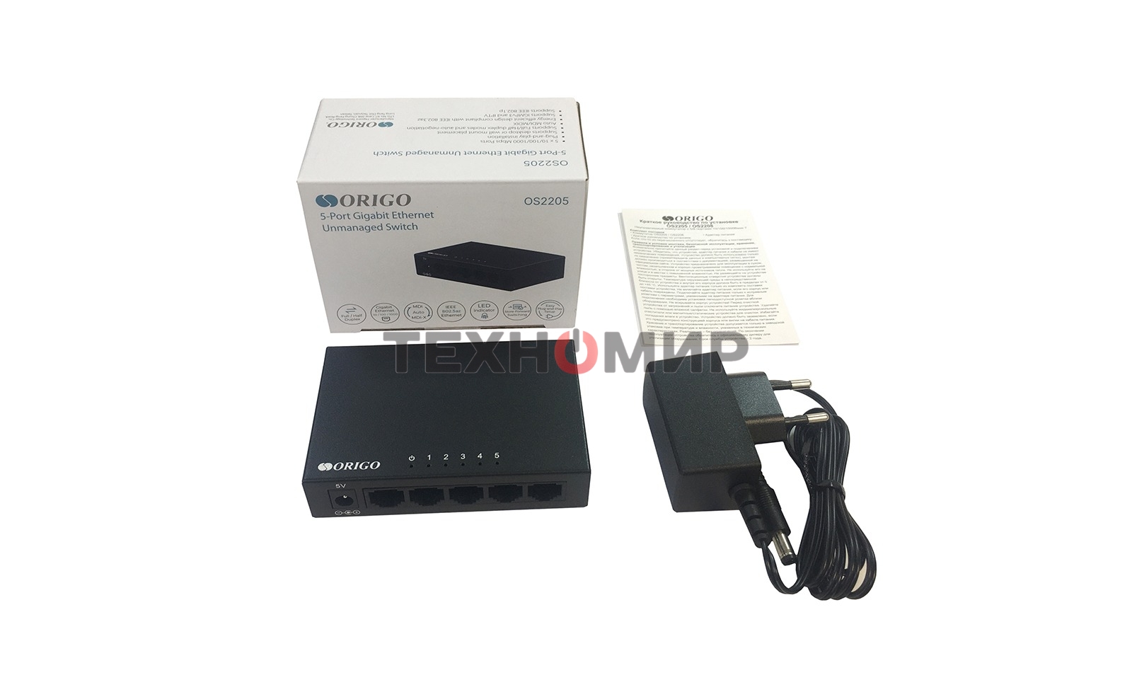 Коммутатор неуправляемый ORIGO OS2205/A2A 5x1000Base-T, корпус металл