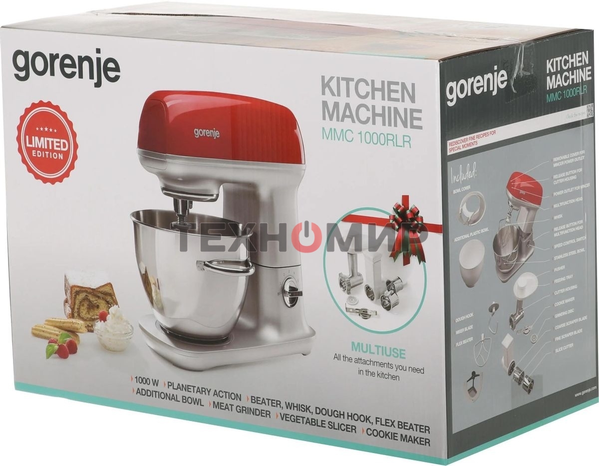 Кухонная машина Gorenje MMC1000RLR планетар.вращ. 1000Вт красный