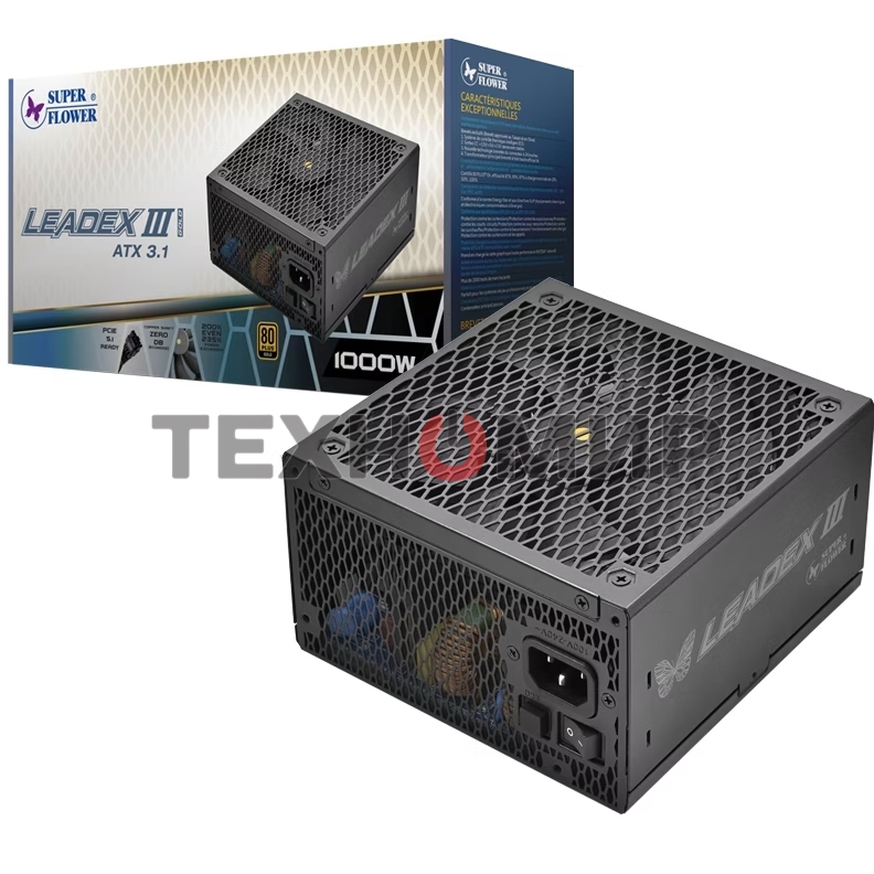 Блок питания Super Flower Power Supply Leadex III Gold, 1000 Ватт, 1000W, ATX 3.1, 140мм, 8xSATA, 4xPCI-E(6+2), 1x12VHPWR(12+4), APFC, 80+ Gold, Full Modular