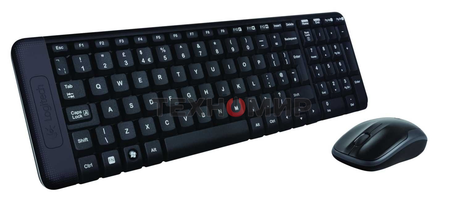 Комплект клавиатура+мышь Logitech MK220 беспроводной, USB, 1000 DPI, чёрный