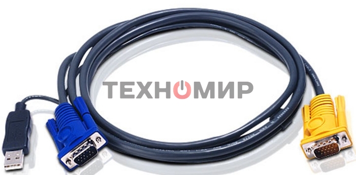 Переключатель ATEN 2L-5202UP Шнур, монитор+клавиатура+мышь Intelligent CABLE HD15M/USBAM 1.8M