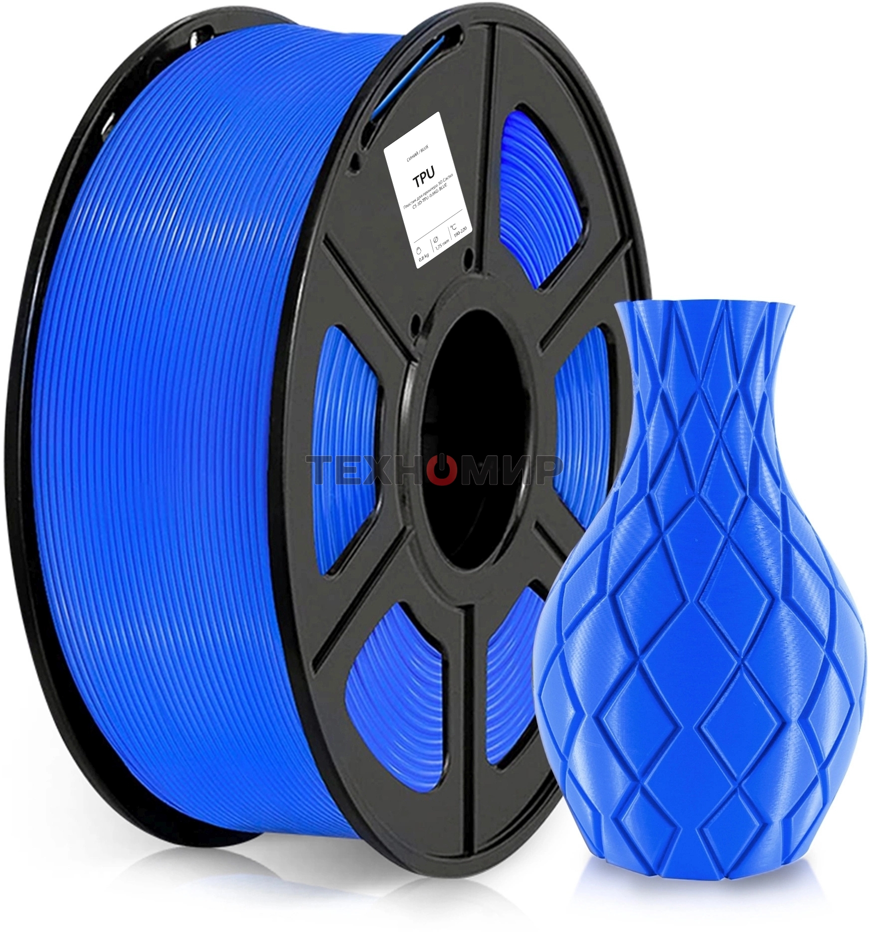 Пластик для принтера 3D Cactus CS-3D-TPU-0.8KG-BLUE TPU d1.77мм 0.8кг 1цв.