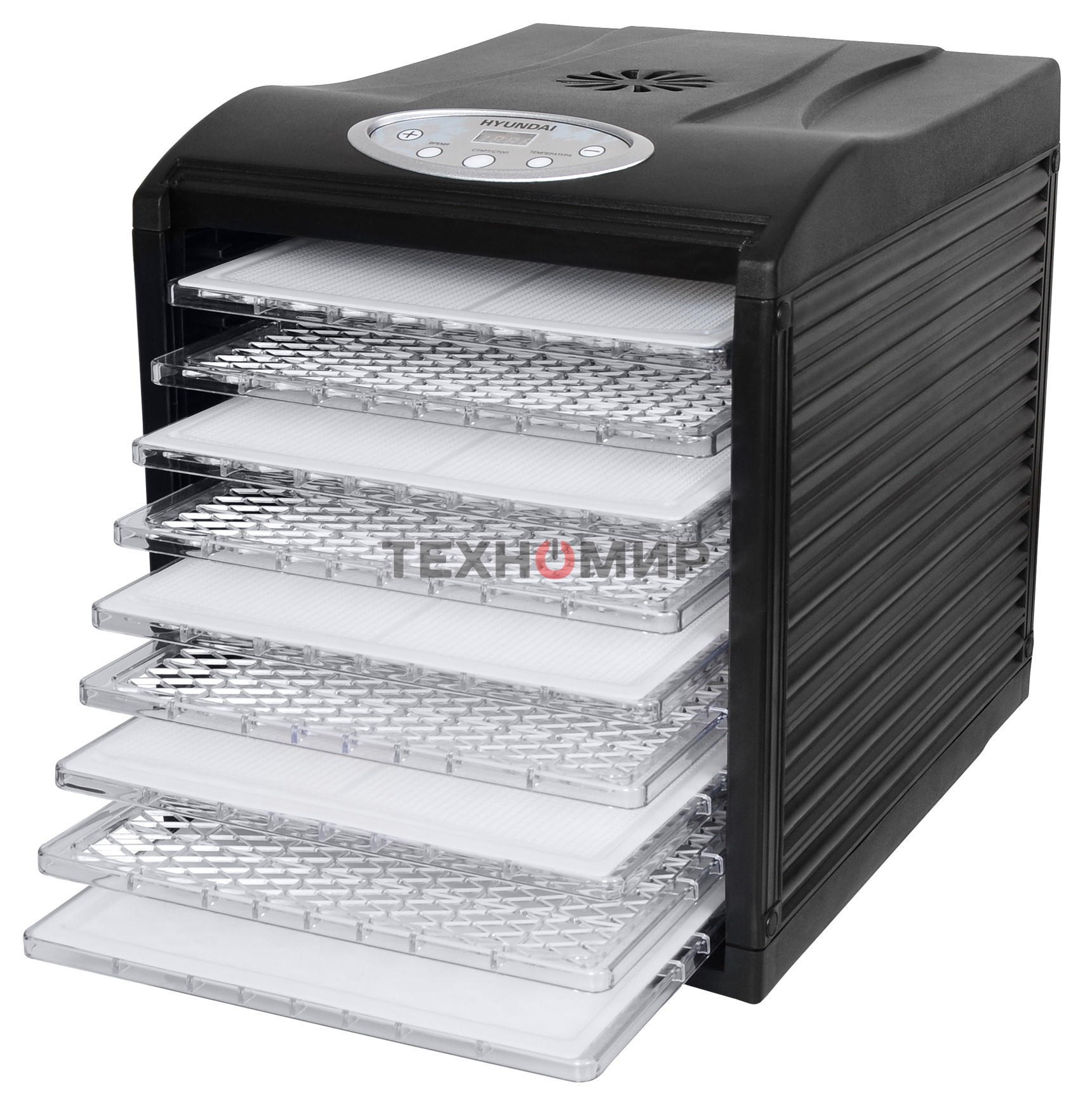 Сушка для фруктов и овощей Hyundai HYFD-P1801 18под. 700 Вт, черный