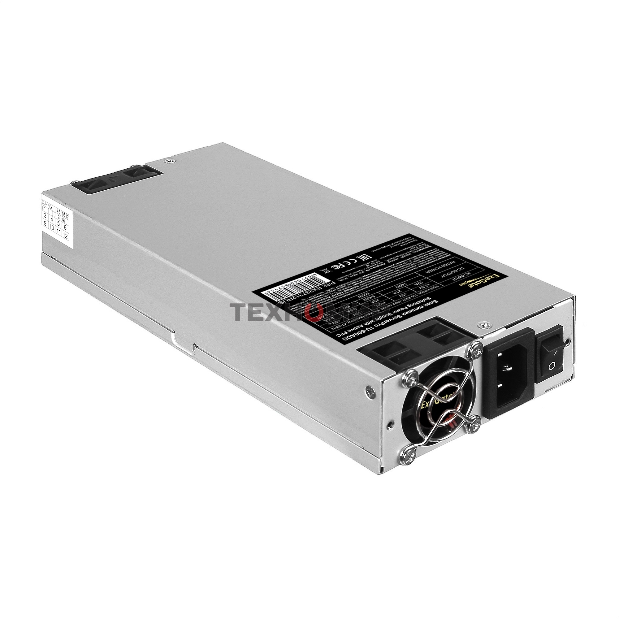 Блок питания серверный 600W ExeGate (RM-1U-600ADS) APFC,универсальный для 1U, 24pin/2x(4+4)pin, 5xSATA,4xIDE