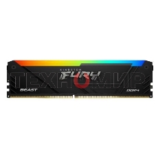 Оперативная память Kingston Fury Beast, DDR4, 32GB (2x16GB), 3200MHz, CL16, DIMM, с радиатором, RGB, черный