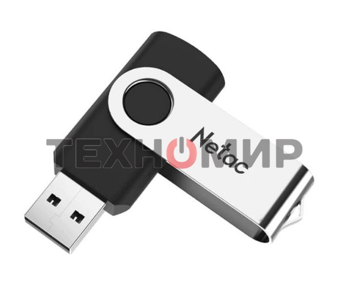 Флешка USB Netac U505 (NT03U505N-064G-20BK), 64Gb, USB 2.0, R/W 70/30, черный/серебристый
