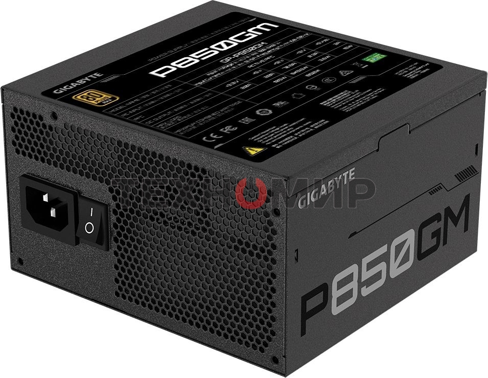 Блок питания Gigabyte GP-P850GM RTL, 850Вт, 80 PLUS Gold, 120мм, модульный, черный
