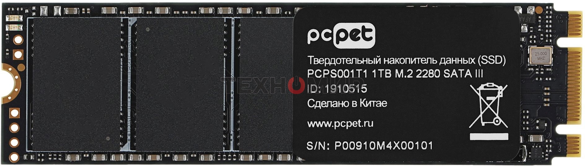Накопитель SSD PC PET PCPS001T1, 1Tb, SATA, M.2 2280, R/W 500/450
