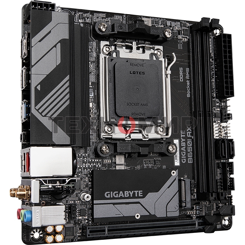 Материнская плата GIGABYTE B650I AX, AM5, AMD B650, 2xDDR5, 2xSATA, 1xM.2, 1xPCIe 4.0 x16, 1xHDMI, 1xDP, 1x2.5Gb LAN, Wi-Fi 6E, Bluetooth 5.3, 1xUSB-C 5Gbps, 1xUSB-A 5Gbps, 3xUSB-A 2.0, 3x3.5 мм, 7.1, ITX