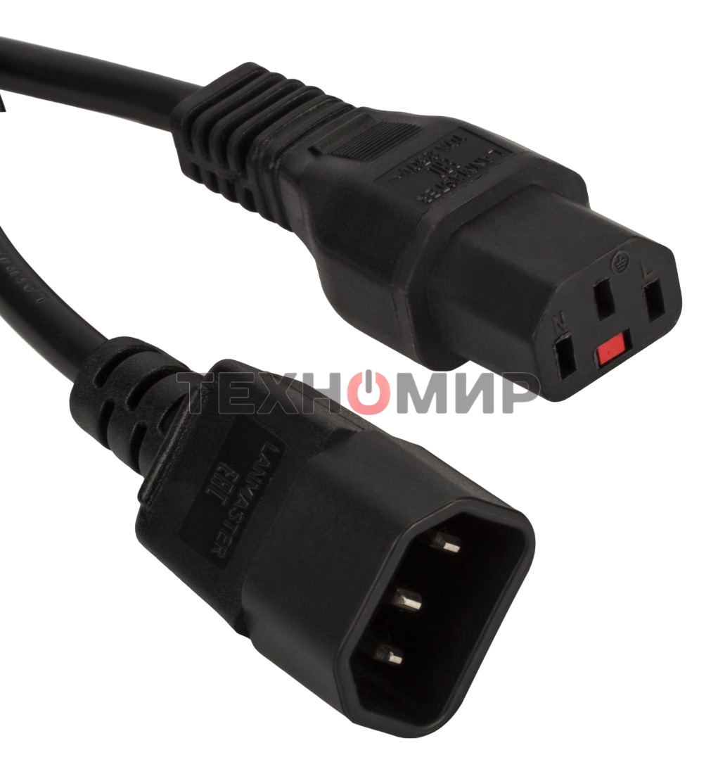 Шнур питания Lanmaster C13-C14, 3х0.75, 220В, 10А, черный, 3 метра