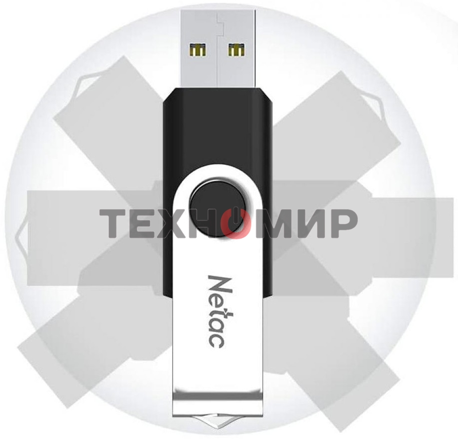 Флешка USB Netac U505 (NT03U505N-064G-20BK), 64Gb, USB 2.0, R/W 70/30, черный/серебристый