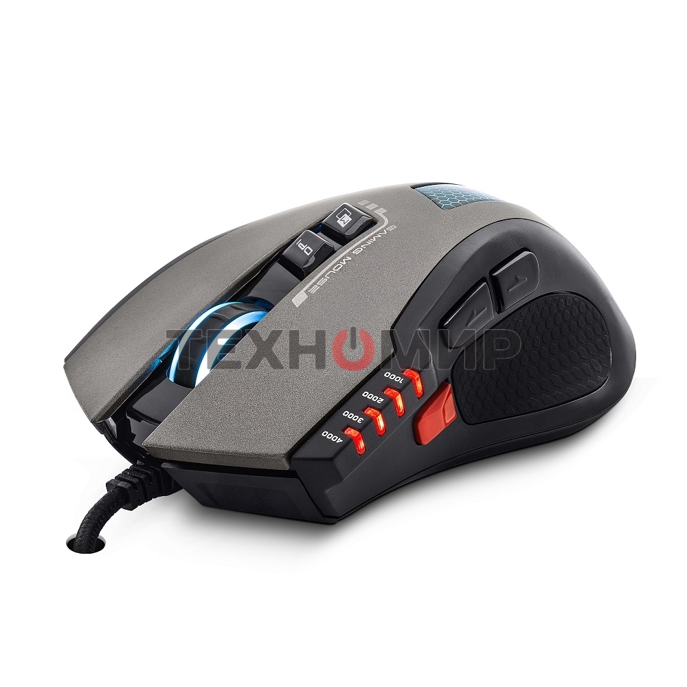Мышь проводная Crown Gaming CMXG-711 черный, 4000 dpi, USB, кнопки - 8
