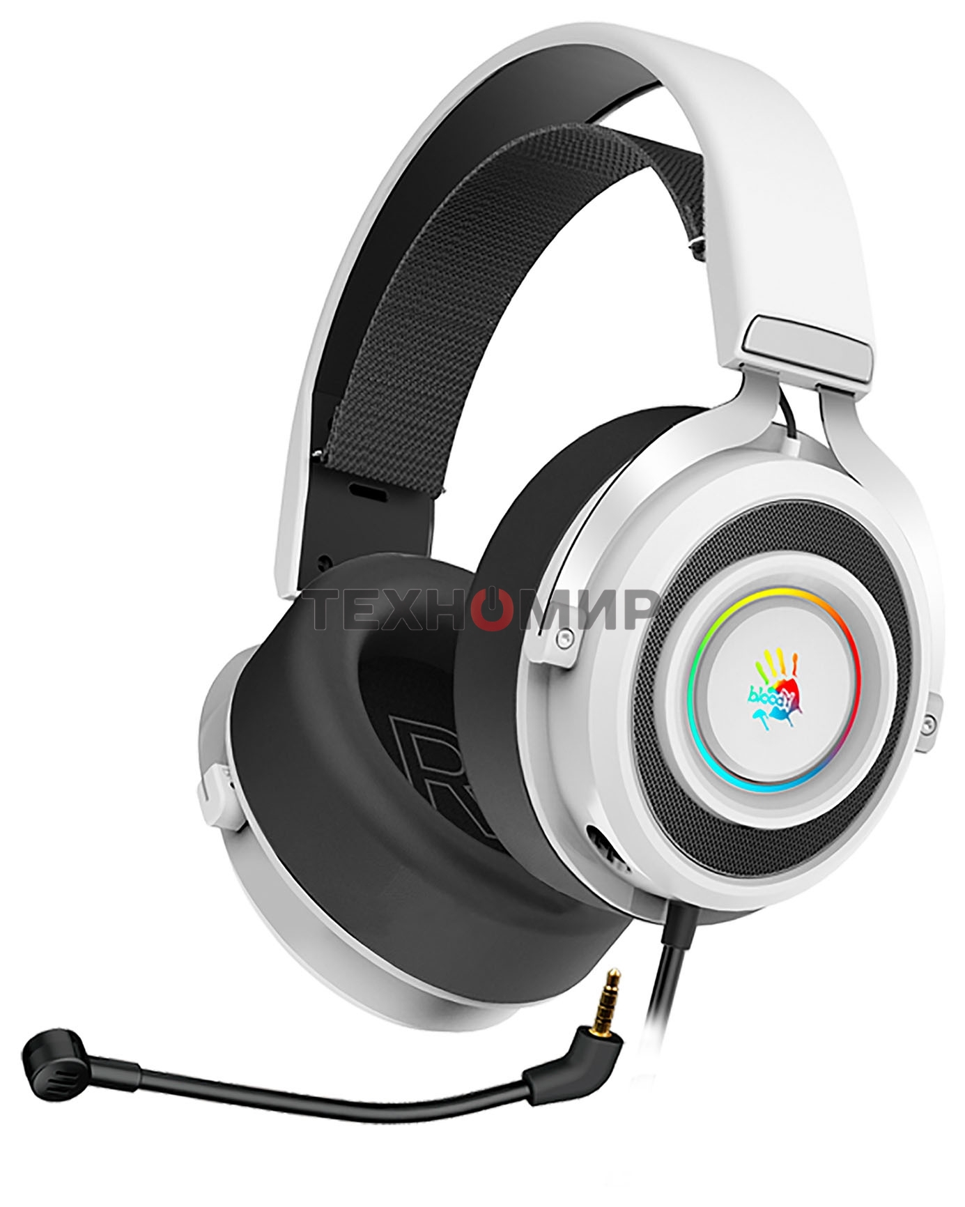 Гарнитура проводная с микрофоном A4Tech Bloody G535 белый/черный 2м мониторные USB оголовье (G535 (BLACK+WHITE) USB)