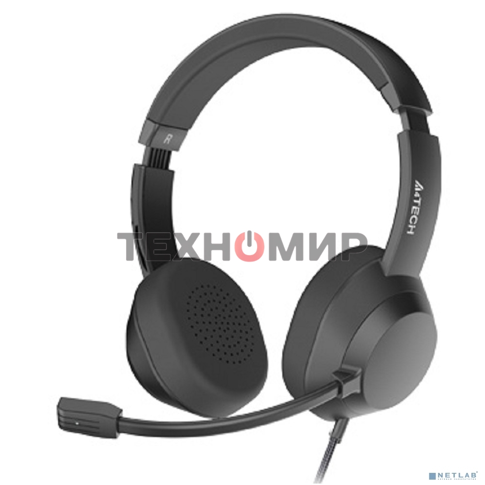 Гарнитура проводная с микрофоном A4Tech Fstyler FH150U черный 2м накладные USB оголовье (FH150U BLACK)
