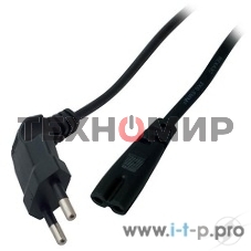 Шнур сетевой Rexant вилка угловая - евроразъем С7, кабель 2x0,5 мм², длина 1,5 м. (PE пакет)