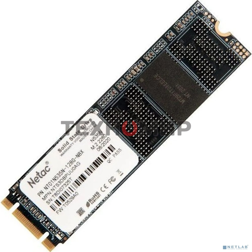 Накопитель SSD Netac N535N, 128Gb, M.2 2280, SATA-III, R/W 510/440