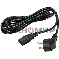 Шнур сетевой Rexant евровилка угловая - евроразъем С13, кабель 3x0,75 мм², длина 1,8 метра (PE пакет)