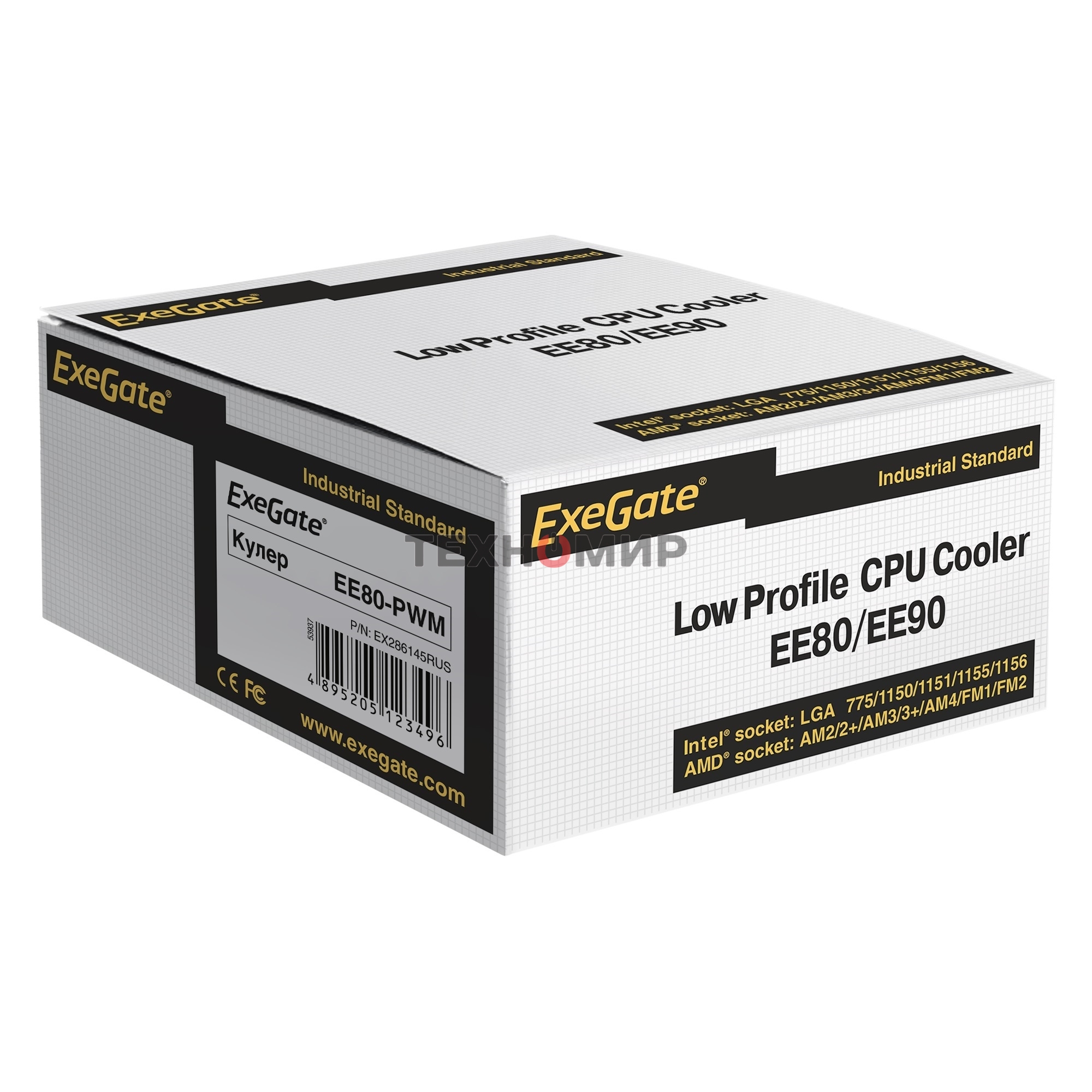 Кулер для процессора ExeGate EE80-PWM серебристый/красный, 90 мм, алюминий, 2400 об/мин, 24 дБ, 4 pin, 65 Вт, 50 мм