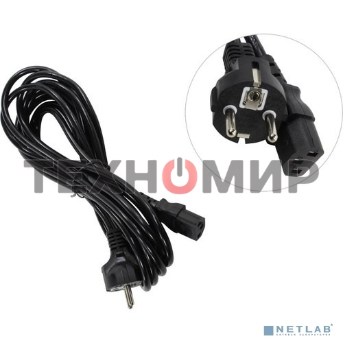 Кабель питания ExeGate Power PC-5P (Евровилка Schuko->С13) VDE-250V-3*1.0-CU, 10A, черный, 5м