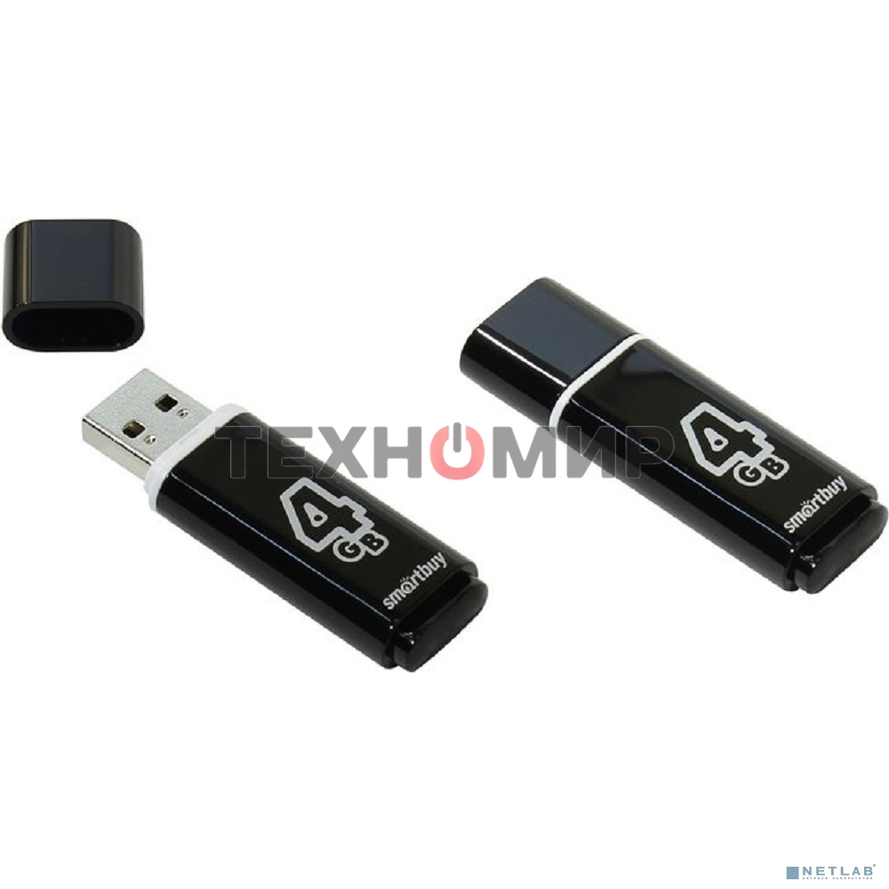Флешка USB Smartbuy Glossy series black (SB4GbGS-K), 4Gb, USB 2.0, R/W 25/15, черный