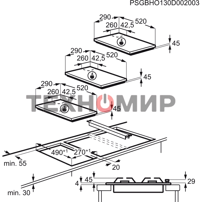 Газовая варочная панель Electrolux EGC3322NVK черный