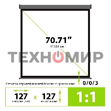 Экран Cactus 127x127см Wallscreen CS-PSW-127X127-SG 1:1 настенно-потолочный рулонный серый