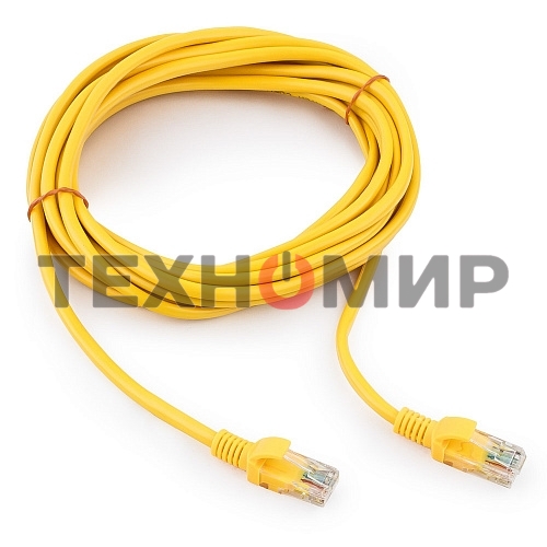 Патч-корд UTP Cablexpert cat.5e, 5м, литой, многожильный (желтый)