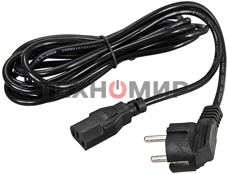 Шнур сетевой Rexant евровилка угловая - евроразъем С13, кабель 3x0,75 мм², длина 1,8 м. (PVC пакет)