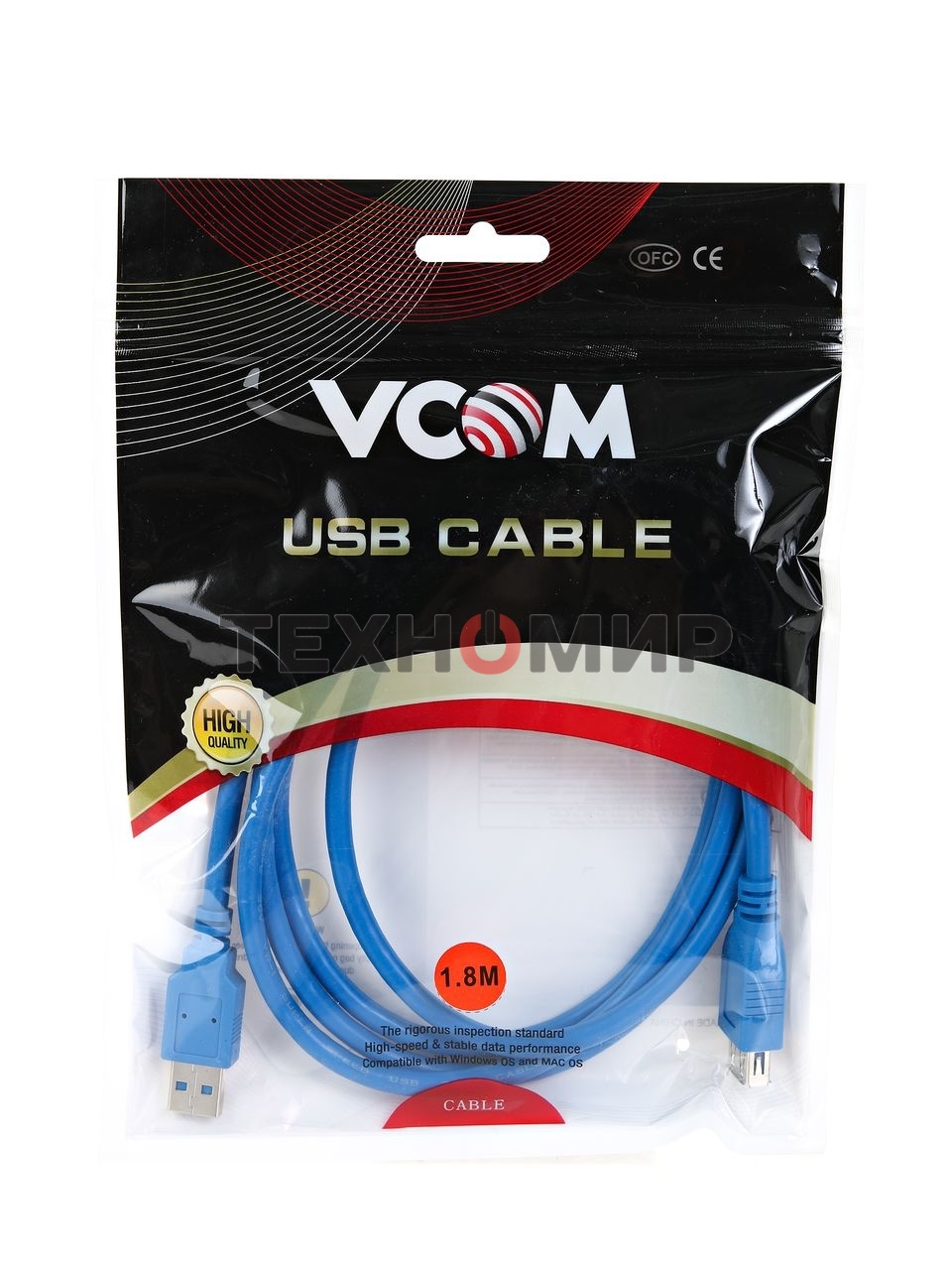 Кабель-удлинитель VCOM VUS7065-1.8M USB3.0 Am-Af 1,8m