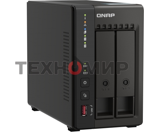 SMB QNAP TS-253E-8G NAS, 2-tray w/o HDD. 2xHDMI-port. 4-core Celeron J6412 2-2.6 GHz, 8Gb DDR, 2x2.5Gb LAN, 2 x M.2 2280 PCIe Gen 3 x2, 2x USB 3.2 Gen 2 (10Gbps) Port, 2x USB 2.0 port